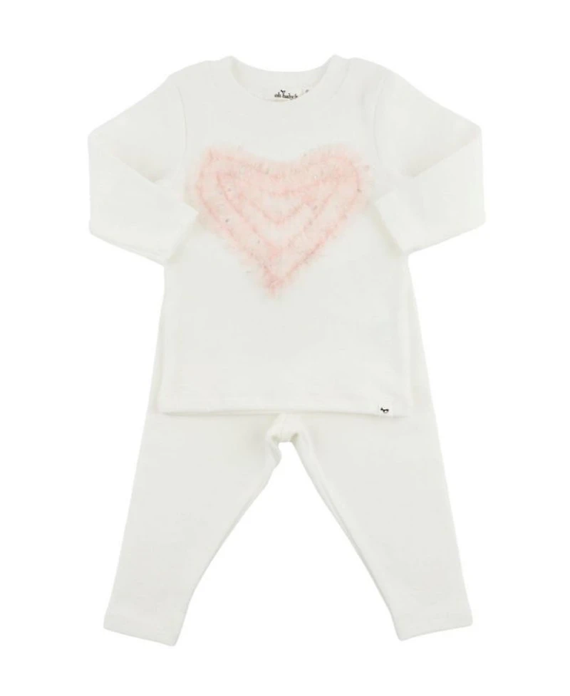 Girls' Ruffle Heart Fleck Tulle Applique 2-Piece Set - Baby