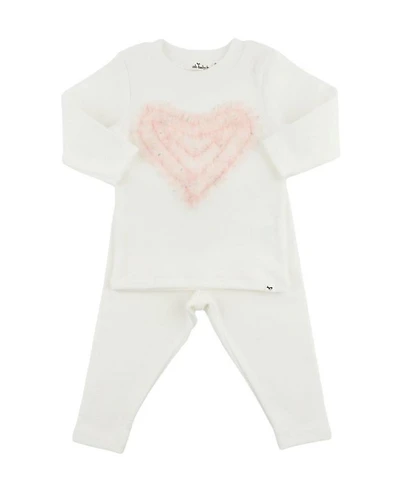 Girls' Ruffle Heart Fleck Tulle Applique 2-Piece Set - Baby