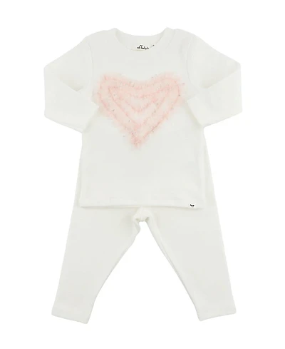 oh baby! Girls' Ruffle Heart Fleck Tulle Applique 2-Piece Set - Baby