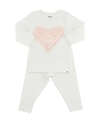 oh baby! Girls' Ruffle Heart Fleck Tulle Applique 2-Piece Set - Baby