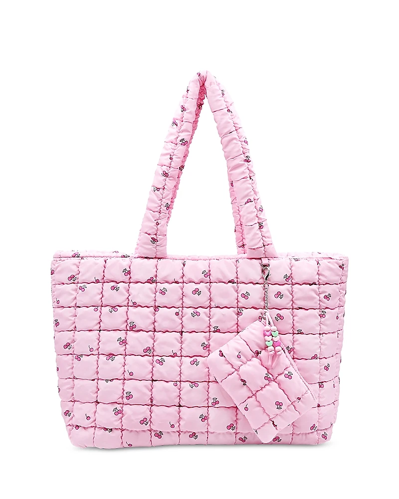 Omg Accessories Cherry Print Scrunch Tote With Coin Purse