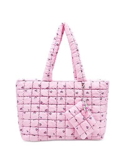 Omg Accessories Cherry Print Scrunch Tote With Coin Purse