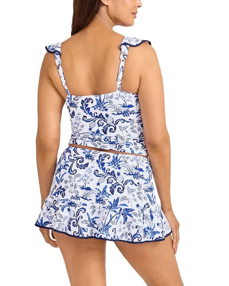 Terrazzo Tile Ruffle Tankini Top