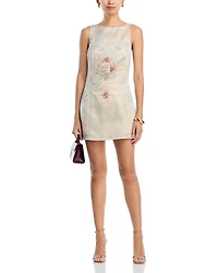 Jacquard Rose Sleeveless Mini Dress - Exclusive