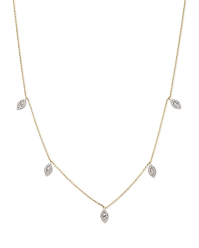 Bloomingdale's Fine Jewelry Diamond Baguette & Round Cluster Droplet Collar Necklace