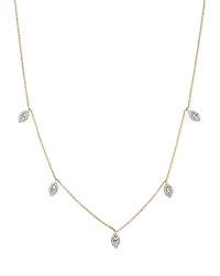 Bloomingdale's Fine Jewelry Diamond Baguette & Round Cluster Droplet Collar Necklace