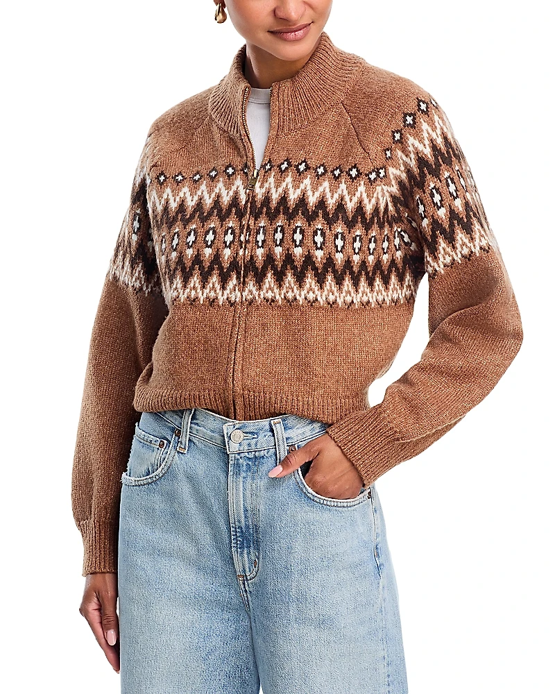 525 Fair Isle Zip Bomber Sweater