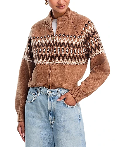 525 Fair Isle Zip Bomber Sweater