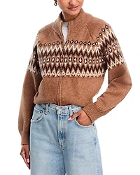 525 Fair Isle Zip Bomber Sweater