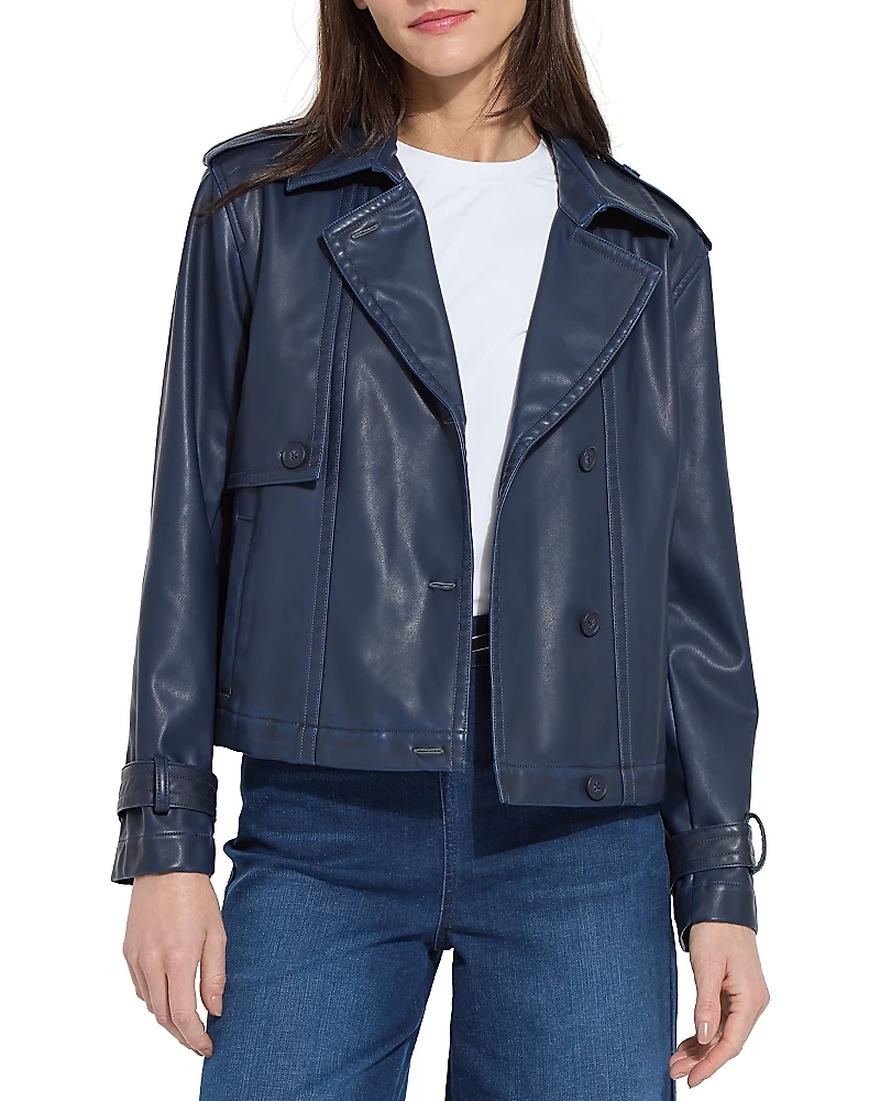 Lysse Evonne Faux Leather Cropped Trench Coat