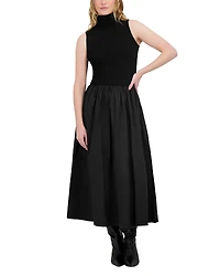 Point Mixed Media Turtleneck Dress