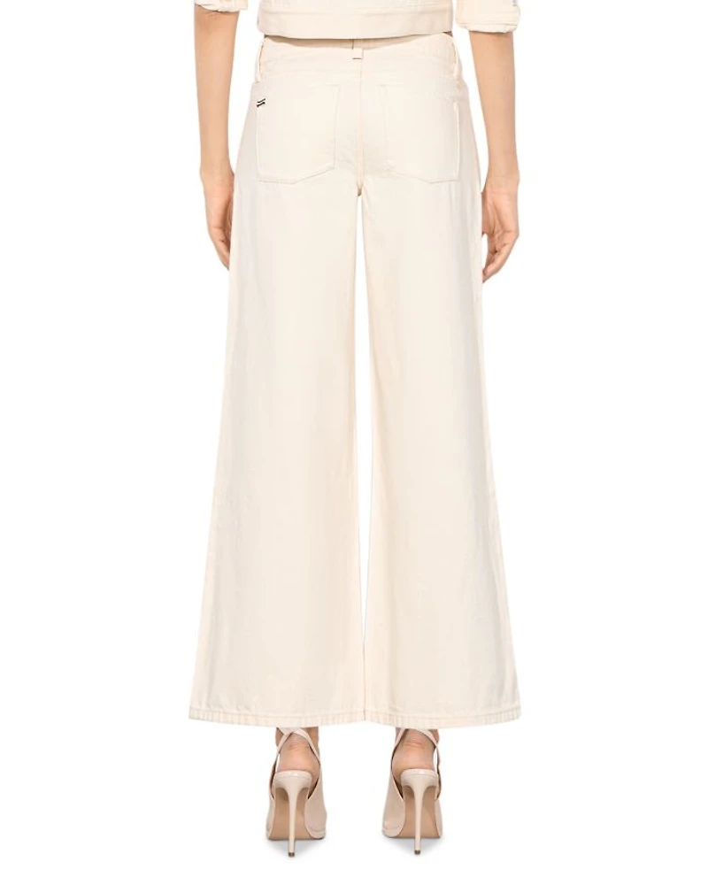 Amazing Low Rise Cropped Wide Leg Jeans Natural