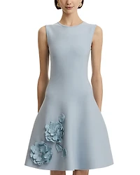 Oscar de la Renta Peony Trim Sleeveless Dress