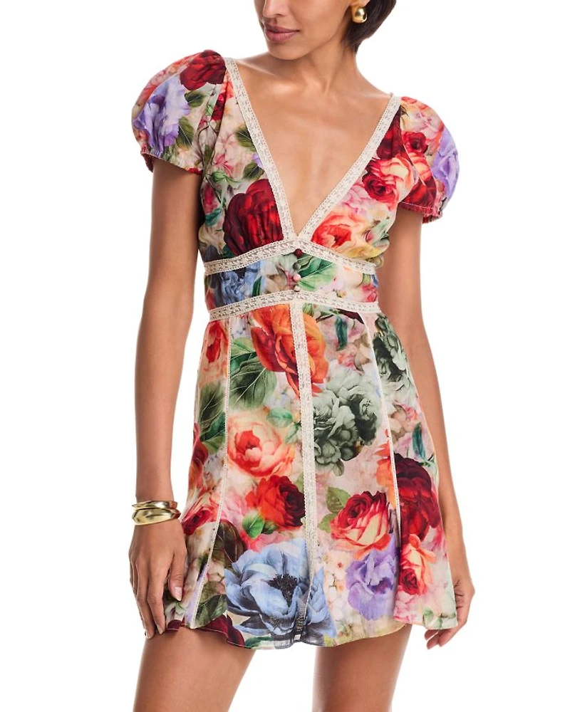 Lara Deep V Neck Lace Trim Mini Dress