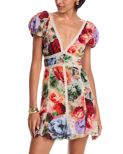 Lara Deep V Neck Lace Trim Mini Dress