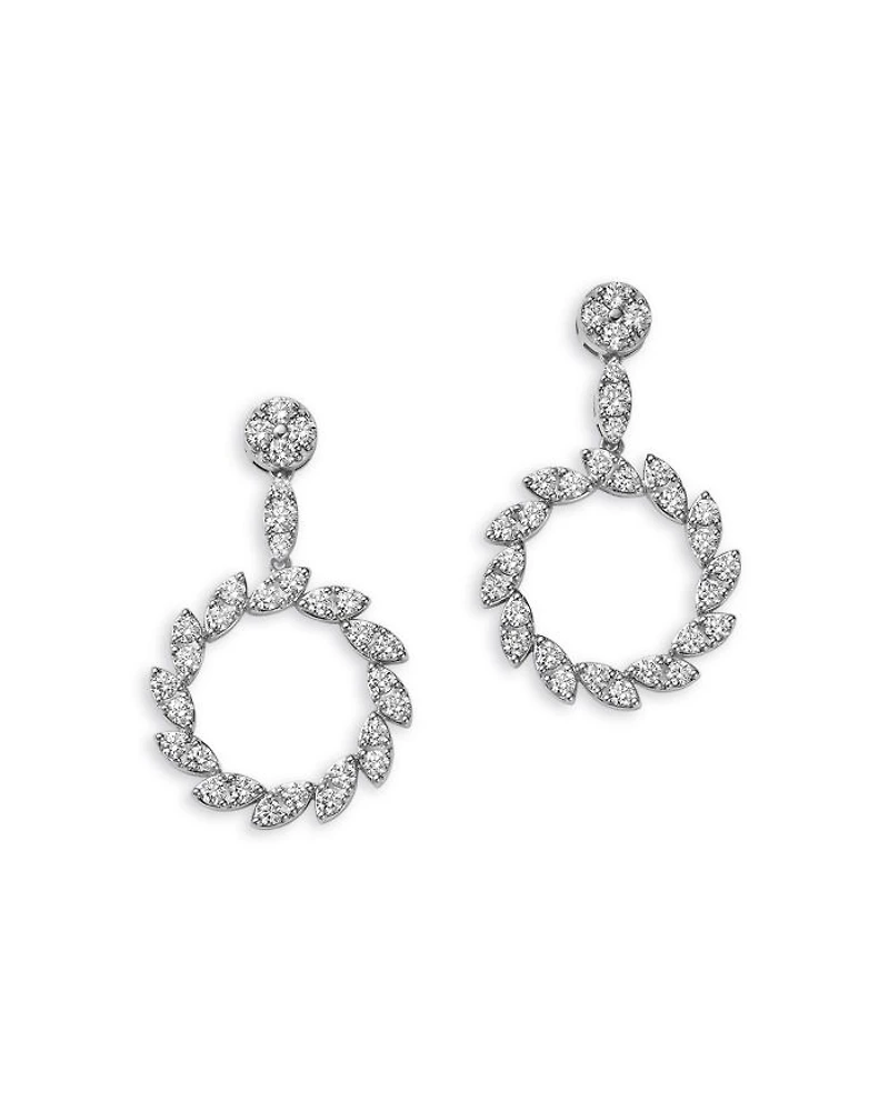 18K White Gold Diamond Marquesa Small Swirl Drop Earrings