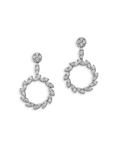 18K White Gold Diamond Marquesa Small Swirl Drop Earrings
