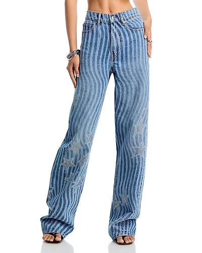 alexanderwang. t Float Stars and Stripes High Rise Loose Fit Jeans