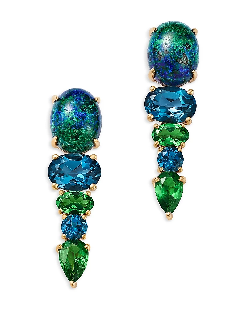 Bloomingdale's Fine Collection London Blue Topaz, Tsavorite & Azurite Multi-Gemstone Drop Earrings