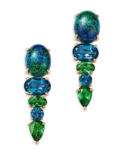 Bloomingdale's Fine Collection London Blue Topaz, Tsavorite & Azurite Multi-Gemstone Drop Earrings