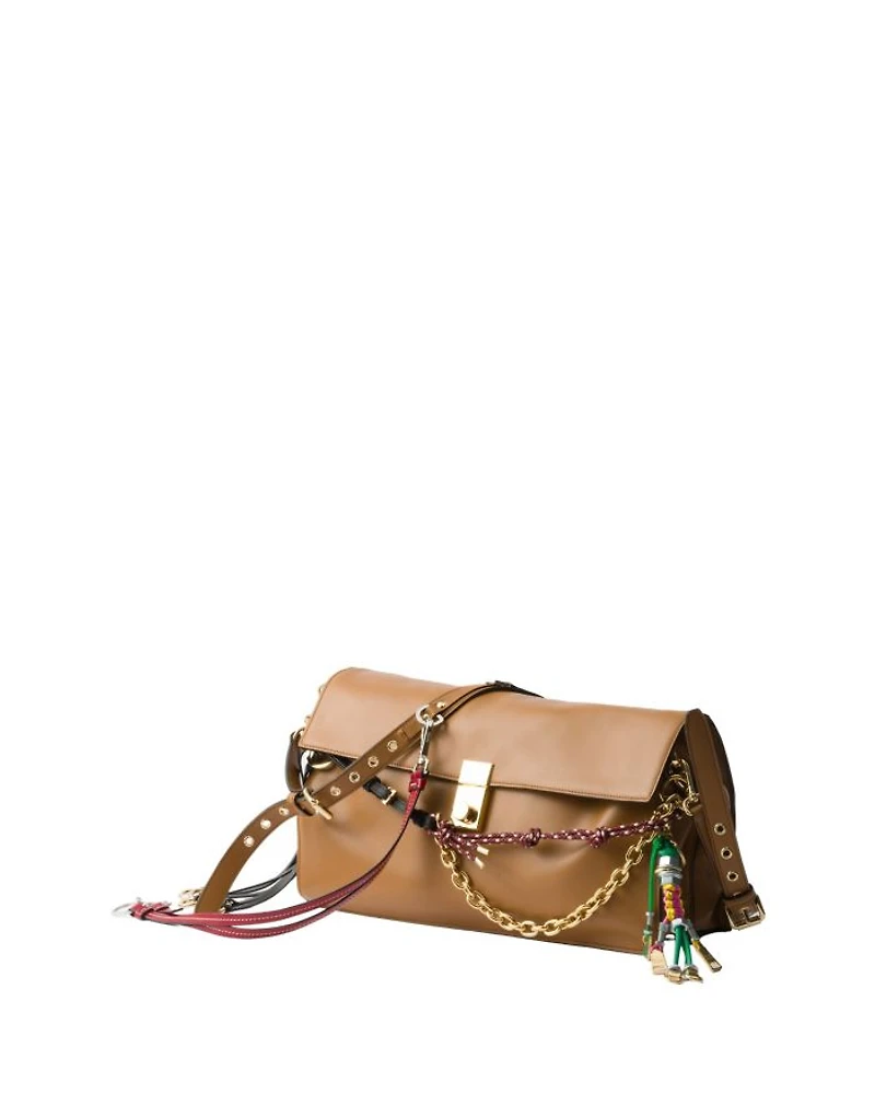 Soft Sound Large Leather Shoulder Bag with Charms