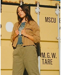 Women's Tonal Stripe Flannel Crop Shirt