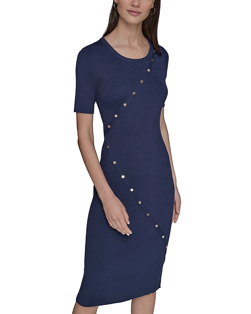 Karl Lagerfeld Paris Button Trim Sweater Dress