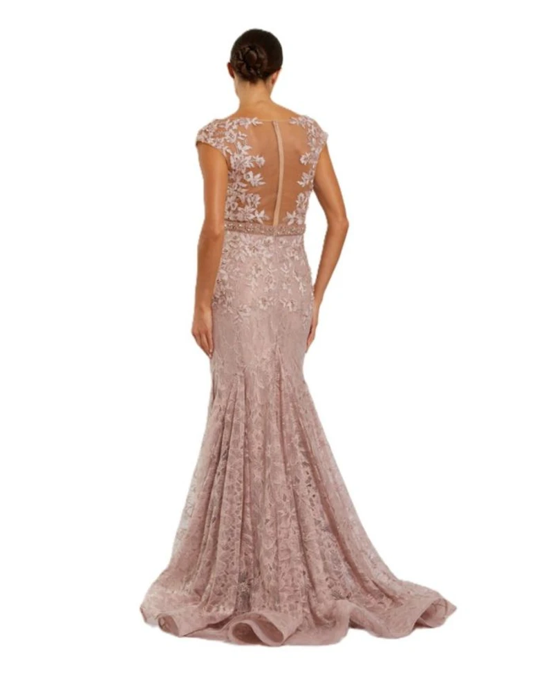 High Neck Shoulder Flower Detail Mermaid Gown