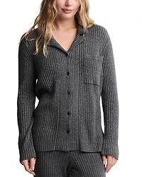 Barefoot Dreams CozyChic Ultra Lite Lurex Rib Button Front Shirt