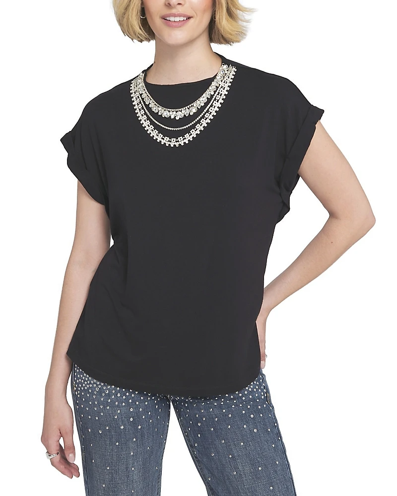 Elle Collection Necklace Embellished Top