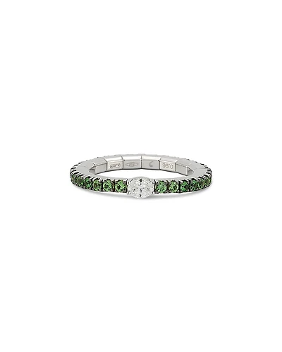 Roberto Demeglio 18K White Gold Extensible by Demeglio Diamond Oval & Tsavorite Stretch Band