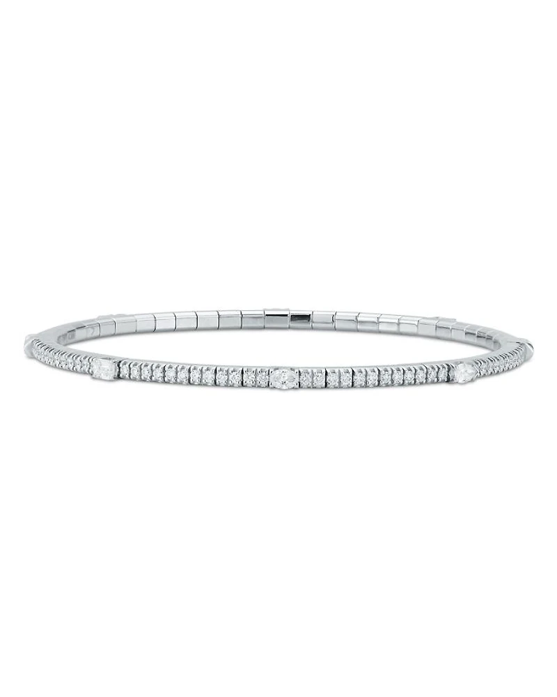 18K White Gold Extensible by Demeglio Diamond Mixed Cut Stretch Bracelet