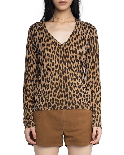 Zadig & Voltaire Rivy Cp Leopard Print Cashmere Sweater