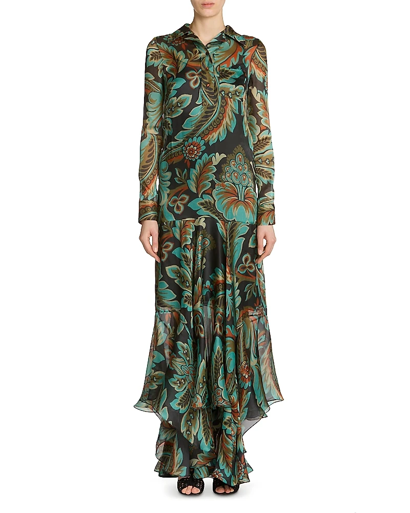 Etro Silk Printed Maxi Shirtdress