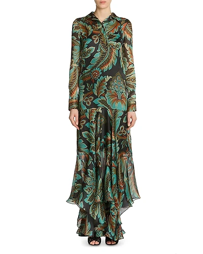 Etro Silk Printed Maxi Shirtdress