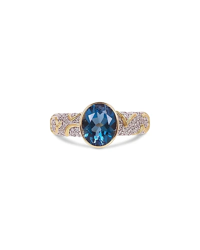 Marina B Ondine Solitaire Blue Topaz & Diamond Ring