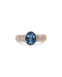 Marina B Ondine Solitaire Blue Topaz & Diamond Ring