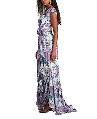 Sinai Floral Cascading Ruffle Gown