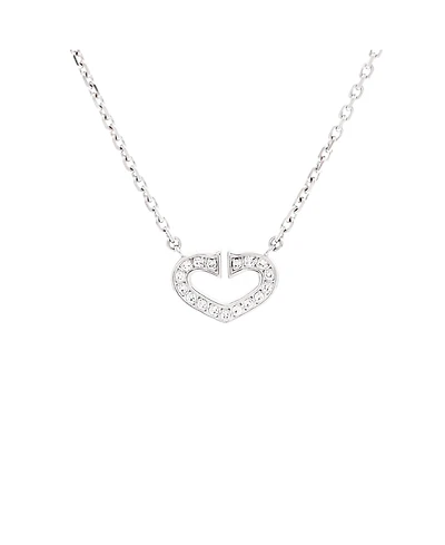 Pre-Owned Cartier C Heart de Cartier Pendant Necklace 18K White Gold with Pave Diamonds