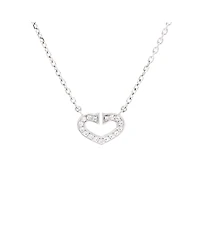 Pre-Owned Cartier C Heart de Cartier Pendant Necklace 18K White Gold with Pave Diamonds