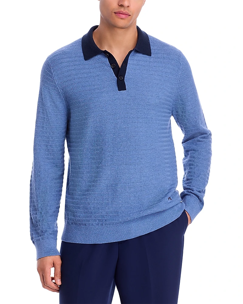 Ps Paul Smith Long Sleeve Textured Polo Shirt