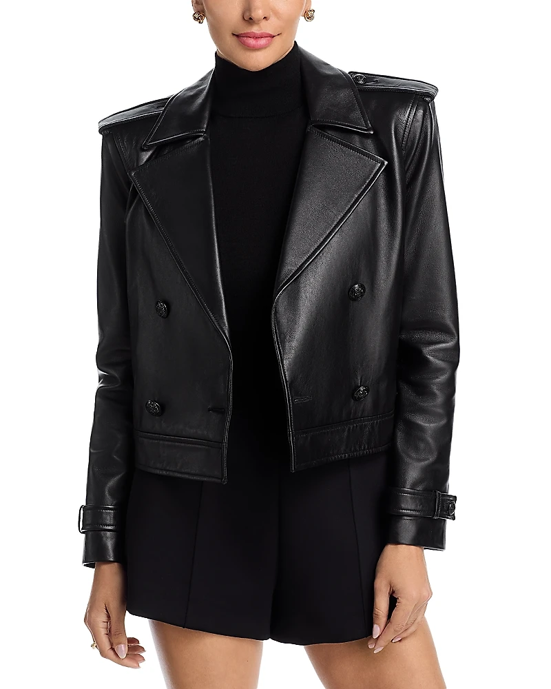 L'Agence Xoey Cropped Leather Trench
