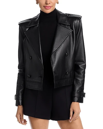 L'Agence Xoey Cropped Leather Trench