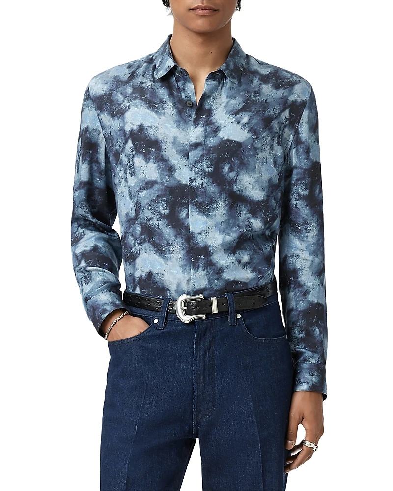 John Varvatos Rodney Printed Covered Placket Shirt