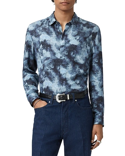 John Varvatos Rodney Printed Covered Placket Shirt