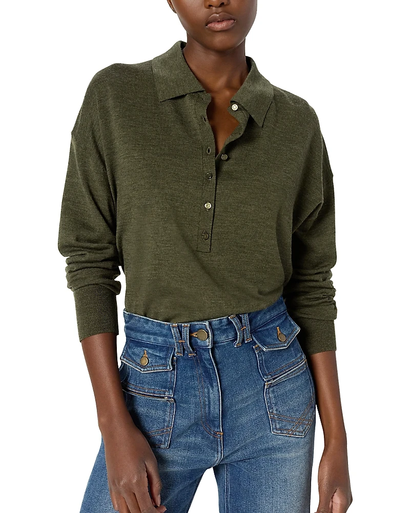Gerard Darel Emeline Merino Wool Polo Sweater