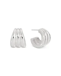 Ettika Triple Ribbed Huggie Hoop Earrings