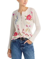 Johnny Was Mixed Media Henley Tee