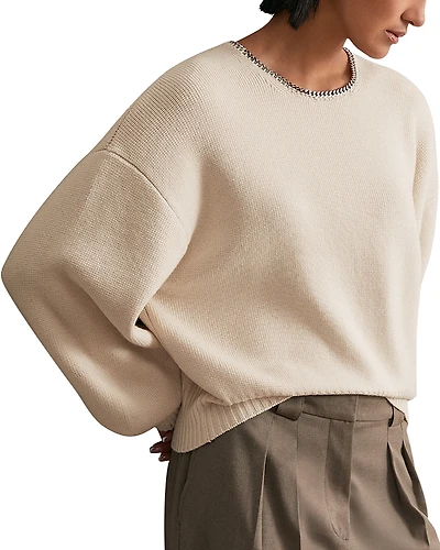 Reiss Nadia Necklace Trim Sweater