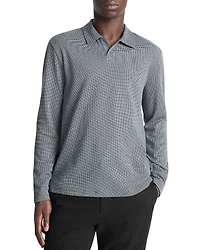 Vince Houndstooth Long Sleeve Polo